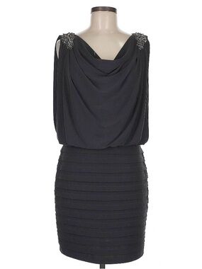 Cache Grey Draped Dress with Embellished Shoulder